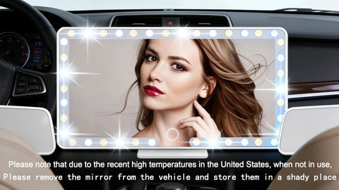 Sun Visor Vanity Mirror With 60 LEDs And 3 Light Modes, Rechargeable Dimmable Touch Screen installed in car showing woman