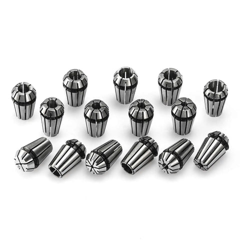 15 Piece ER11 Precision Spring Collet Set For CNC Milling And Lathe Engraving Tooling, Grips 1.0 Mm To 7.0 Mm, shown in steel