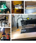 Top Shelf Heavy Duty 30 Led Magnetic Work Lamp With Slick Silicone Gooseneck And Easy Press Button For White Lighting On Sewing Machines Drill Presses Desks And Workbenches in use on various machines.