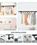 Heavy Duty Black Metal Stair Railing Wall Mounted Non Slip Handrail For Indoor Outdoor Stairs Solid Safety Grab Bar With Smooth Polished Finish, installation instructions and usage visuals.