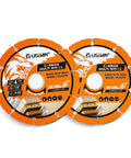 Two orange carbide multi-wheel cut-off discs, 4-1/2 in, for wood/plastic, angle grinder, 2-pack