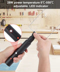 User holding 4 In 1 Foam Cutter Kit For Styrofoam And Easy Carving, Electric Cutting Pen with U Shape Tip, in workshop.
