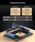 Comparison of smooth edges before and after using Honeycomb Laser Bed 15.7x11.8 Inch 400x300mm For Laser Engravers, Built Tough Heat Resistant Work Table.