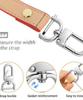 4 Pack Detachable Snap Hook Swivel Clasps With D Rings For DIY Purse Strap Replacement, Silver Three Quarter Inch, Rust Resistant Zinc Alloy Hardware, Heavy Duty Bag Strap Making Kit, showing swivel clasp attached to strap with installation features