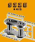 Detailed size of 8 Pack 415H Chain Master Links for 49Cc to 80Cc 2 Stroke Engines with labeled dimensions