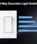 3 Way Decorator Light Switch With Wall Plates Pack of 10 15A 120/277V Decora style white rocker switch with wall plate