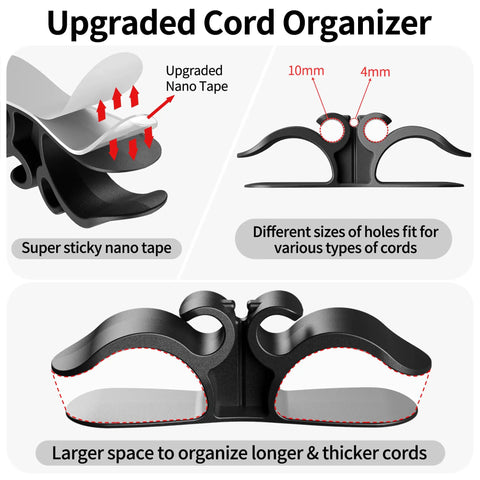 Image showing parts of the Six Pack Upgraded Kitchen Cord Organizer For Appliances Stick On Cord Wrappers with 4mm, 10mm slots