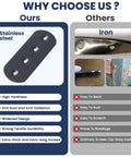 Comparison of Badass Strength Black Stainless Steel Mending Plates 4 Pack Flat Furniture Brackets versus iron alternatives.