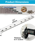 Rock Solid Heavy Duty Wood Furniture Corner Braces Stainless Steel Mending Plates With Screws 4 Pack, 9.5 inch size with thickness of 0.11 inch.