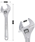 Heavy Duty 15 Inch Adjustable Wrench Built Tough With Drop Forged Steel, Chrome Plated Finish, Precision Machined Jaws