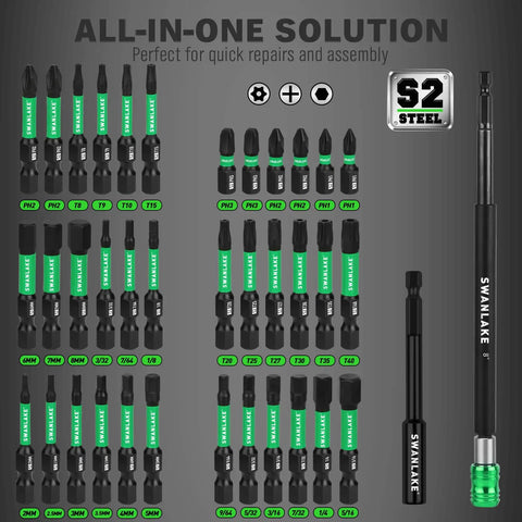 74 Piece Magnetic Nut Driver Set For Impact Drill With Metric And SAE Sockets, Quick Change Bit Extension, Magnetic Holder
