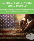 Dope Herbal Medicine Seed Pack With 36 Heirloom Non GMO Healing Herbs for planting, showing hands planting seeds and American flag