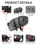Expandable Bike Seat Bag Under Seat Waterproof Saddle Bag for Mountain Road and Commuter Bikes with 1.5L to 2L capacity