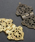 Snag The Goods On These Rad Antique Lace Hinges 10 Piece Set Zinc Alloy With Mounting Screws Gray 53 X 28 Mm showing gold and black decorative hinges.
