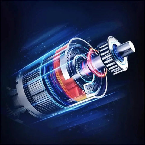 Hella Precise Mini Benchtop Drill With Stepless DC Motor detailed view of efficient electric motor components.