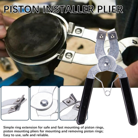 MWMNUN piston ring compressor tool with adjustable 2-1/8 to 7 in jaws and black-handled piston installer plier