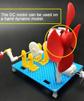 3V To 12V DC Motor Generator Kit With Plastic Motor Holder showing hand crank mechanism and red propeller