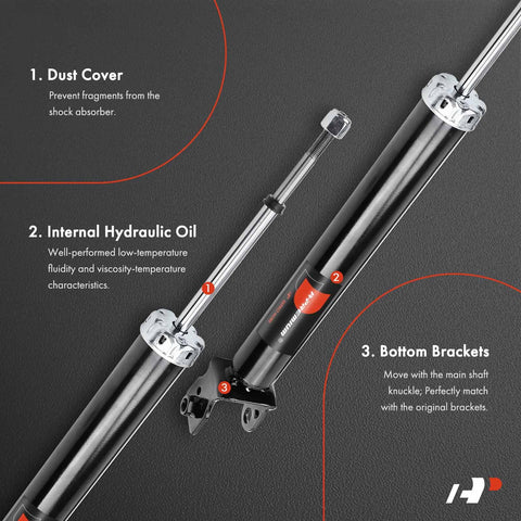 Beefed Up Rear Shocks Absorbers Pair For Nissan Altima 2007 To 2018 And Maxima 2009 To 2014 with diagram labels