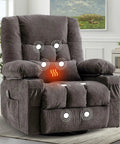 Oversized Recliner Chair For Adults With Vibration Massage And Lumbar Heating Swivel Rocker Recliner in living room