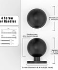 Dimensions of Matte Black Round Kitchen Cabinet Knobs And Drawer Knobs Set, 10 Pack; includes thickness, height, diameter, and screw details.