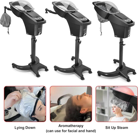 Hair Steamer With Micro Mist Scalp Detox System For Pro Salon Use, reclining chair table, adjustable, digital display