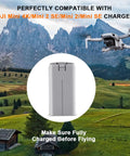 Smart Flight Battery For DJI Mini Series Replacement 2400mAh displayed against mountainous landscape with drone in background