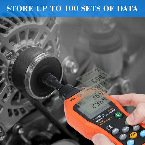 Built Like A Tank Digital Contact Tachometer nails 50 to 19999 RPM measuring engine speed with clear LCD display.