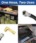 5 Ft Propane Hose And Regulator For Blackstone Griddles And Gas Grills with Three Eighths Inch Flare Fittings and 90 Degree Elbow