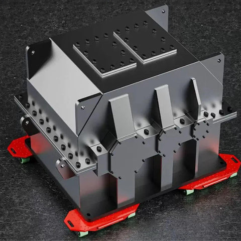 Heavy Duty Machine Dolly Low Profile Moving Cart With Thickened Steel Plate supporting a large metal object, featuring a reinforced design.