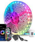 Lit 100 Ft Music Sync LED Strip Lights With App Control And Remote, Color Changing 5050 RGB for Bedroom, power adapter