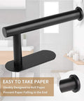 Self Adhesive Toilet Paper Holder Wall Mount Matte Black Stainless Steel SUS 304 No Drilling Rustproof Command Strip