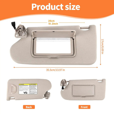 Beige Sun Visor Set For Altima 2013 To 2018 Driver And Passenger Side Replacement With Clips And Manual Just Drop In 1 To 1 Fit