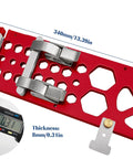 Upgraded Track Saw Guide Rail Square 340mm red aluminum tool for precise 90-degree cuts on guide tracks.