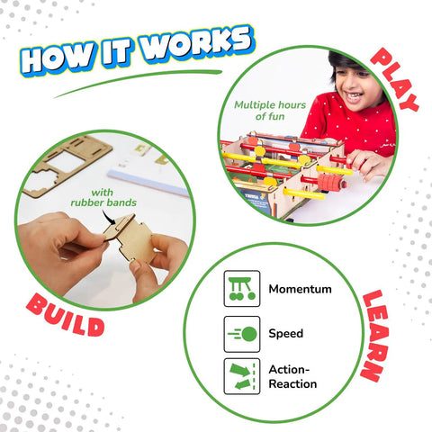 DIY Foosball Table Toy For Kids 6 To 12 With Step By Step Build Guide Action Packed Tabletop Fun For Boys And Girls Hands On Mechanics DIY Kit Creative STEM Play For Young Builders, wood parts assembled