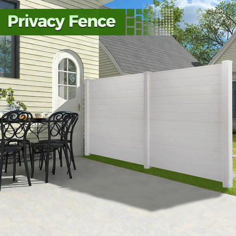 2 Panels Air Conditioner Fence 44 Inches Wide By 48 Inches High Outdoor Privacy Screens next to a house patio area