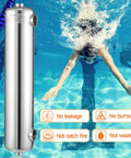 Heavy-Duty Stainless Steel Pool And Spa Heat Exchanger For Outdoors And Solar Heating, 200 kBtu, Same-Side Port next to swimmer