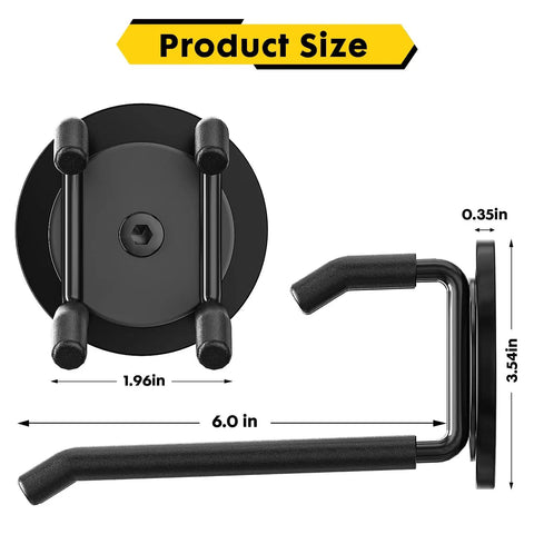 Heavy Duty Magnetic Hooks 4 Pack No Drill Mount On Iron Surfaces With 22-Pound Load Capacity Garage Tool Organizer for measuring dimensions