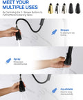 Top Shelf Slick Pull Down Kitchen Faucet Sprayer Head Replacement In Matte Black showcasing three spray options in use.