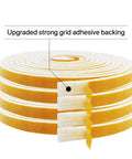 Top Tier Closed Cell Weather Stripping Foam Tape Four Rolls White Door Window Gasket Seal Self Adhesive Draft Blocker showing strong adhesive backing.
