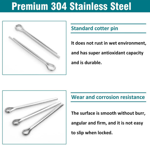 Cotter Pins 150-Piece Assortment Kit With 6 Sizes In A Durable Portable Case, Heavy Duty 304 Stainless Steel, Rust Resistant