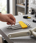 Heavy Duty Cr V Steel Hex Key Wrench Set With Chamfered Tips For Furniture Assembly And Workshop Maintenance Long Short Arm Metric Bits in yellow holder