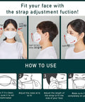 Instructions for adjusting Black KF94 Face Masks 4-Ply Disposable Breathable Protection For Everyday Use, focusing on fit and comfort.