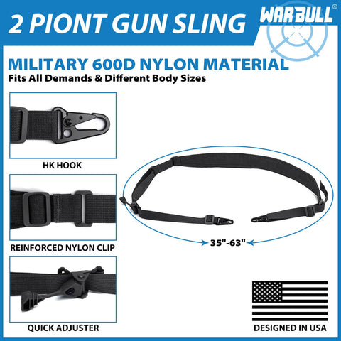 Two Point Rifle Sling With Quick Detach Swivels And HK Hook Soft Shoulder Pad Tactical Gun Sling For Rifle Shotgun And Crossbow