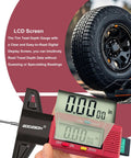Digital Tire Tread Depth Gauge With Three Modes And Color Coded Scale For Quick Easy Readouts On Cars SUVs And Motors Large Screen And Measurements In One Inch And 25 Millimeter Durable High Contrast Display For Accurate Readouts