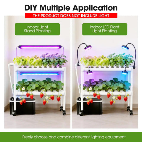 Vertical Hydroponics Growing System With Wheels For Easy Grab And Go Move Space Saving 54 Plant Sites setup with plants indoors