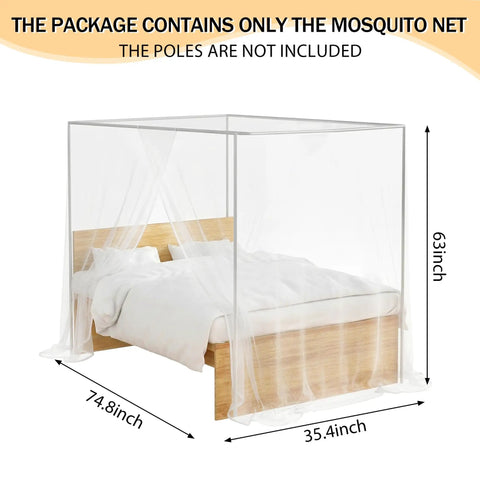 Ultra Fine Bed Mosquito Net For Single To Queen Size Beds With One Side Opening Breathable Mesh Insect Barrier shown over bed