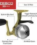 Gold Micro Trigger Spincast Fishing Reel Size 10 With Durable All Metal Gears Pre Spooled With Four Pound Cajun Line for fishing