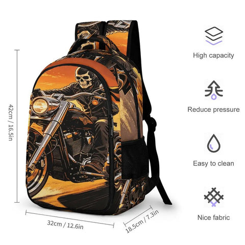 Sunset Rider Printed Unisex Backpack With Large Capacity, Durable Polyester, Breathable Design, Smooth Zipper, Easy To Clean