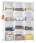 12 Cube Closet Organizer System For Easy Home Storage, Portable Closet Shelves For Clothes And Gear, White Durable Plastic Panels
