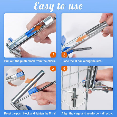 Type M Hog Ring Pliers Kit With 4200 Hog Rings For Wire Cage Building and Fence Net Panels Rust Resistant Manganese Steel Pliers